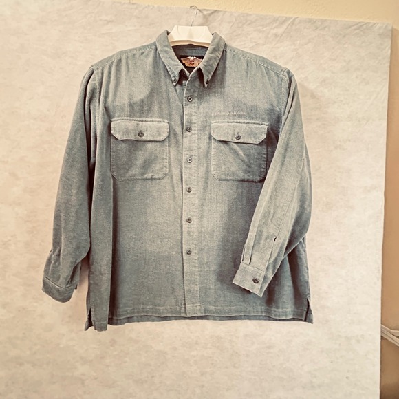 Harley Davidson Mens XXL Corduroy Long Sleeve Button Down Shirt Embroidered - Picture 2 of 9